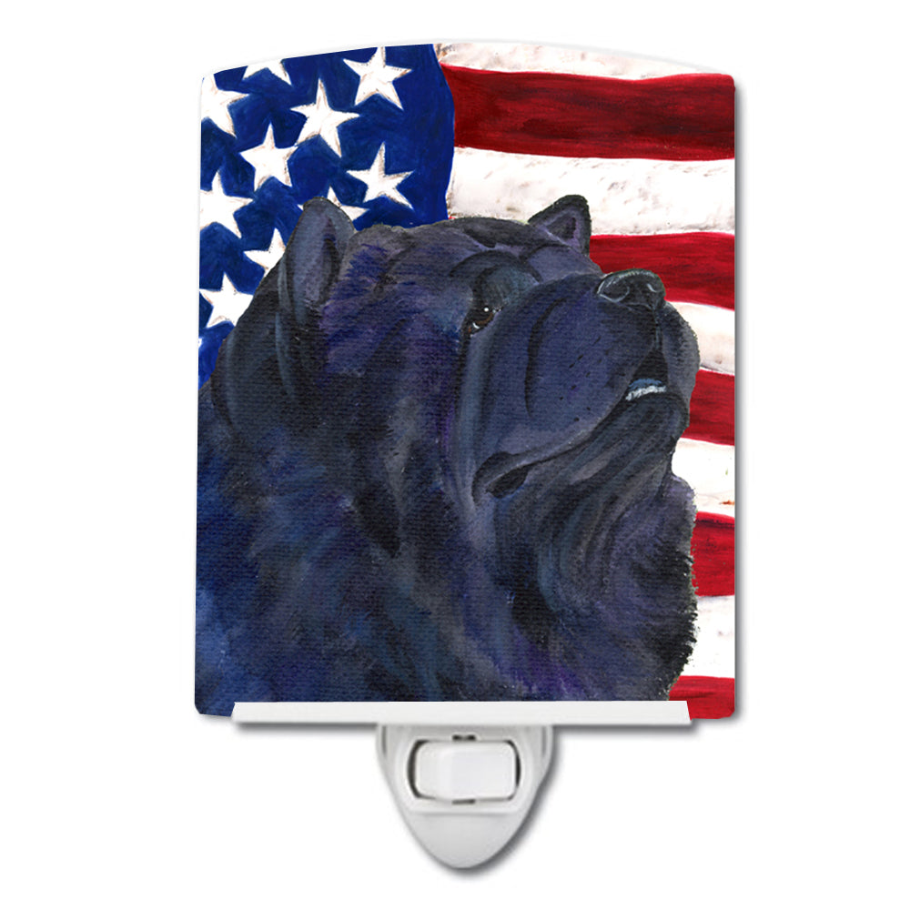 USA American Flag with Chow Chow Ceramic Night Light SS4028CNL - the-store.com