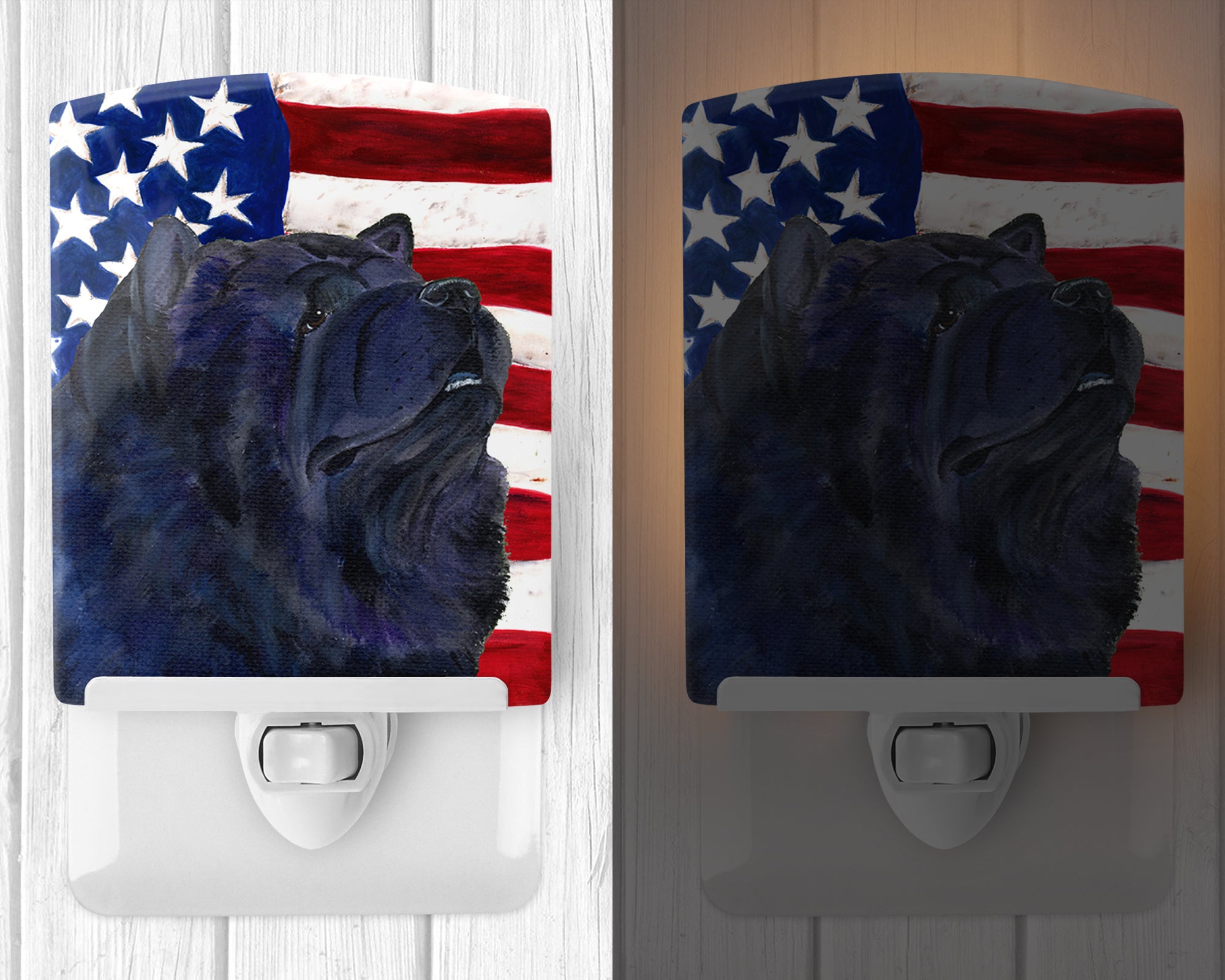 USA American Flag with Chow Chow Ceramic Night Light SS4028CNL - the-store.com