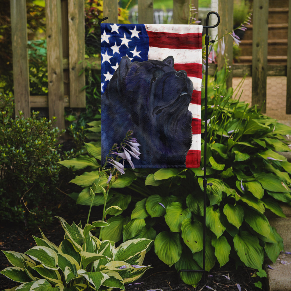 USA American Flag with Chow Chow Flag Garden Size.