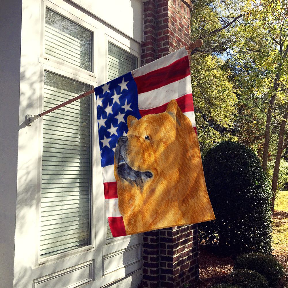 USA American Flag with Chow Chow Flag Canvas House Size  the-store.com.