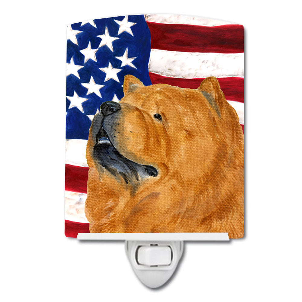 USA American Flag with Chow Chow Ceramic Night Light SS4029CNL - the-store.com