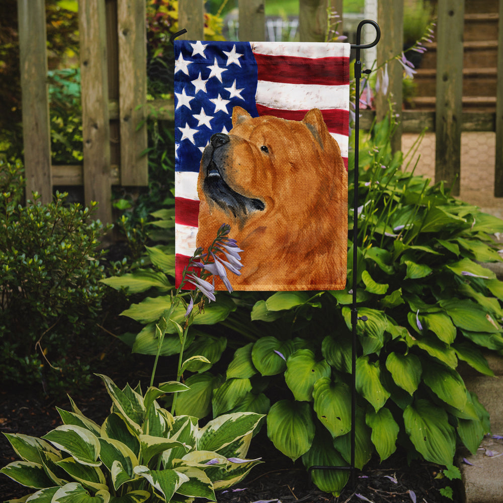 USA American Flag with Chow Chow Flag Garden Size.