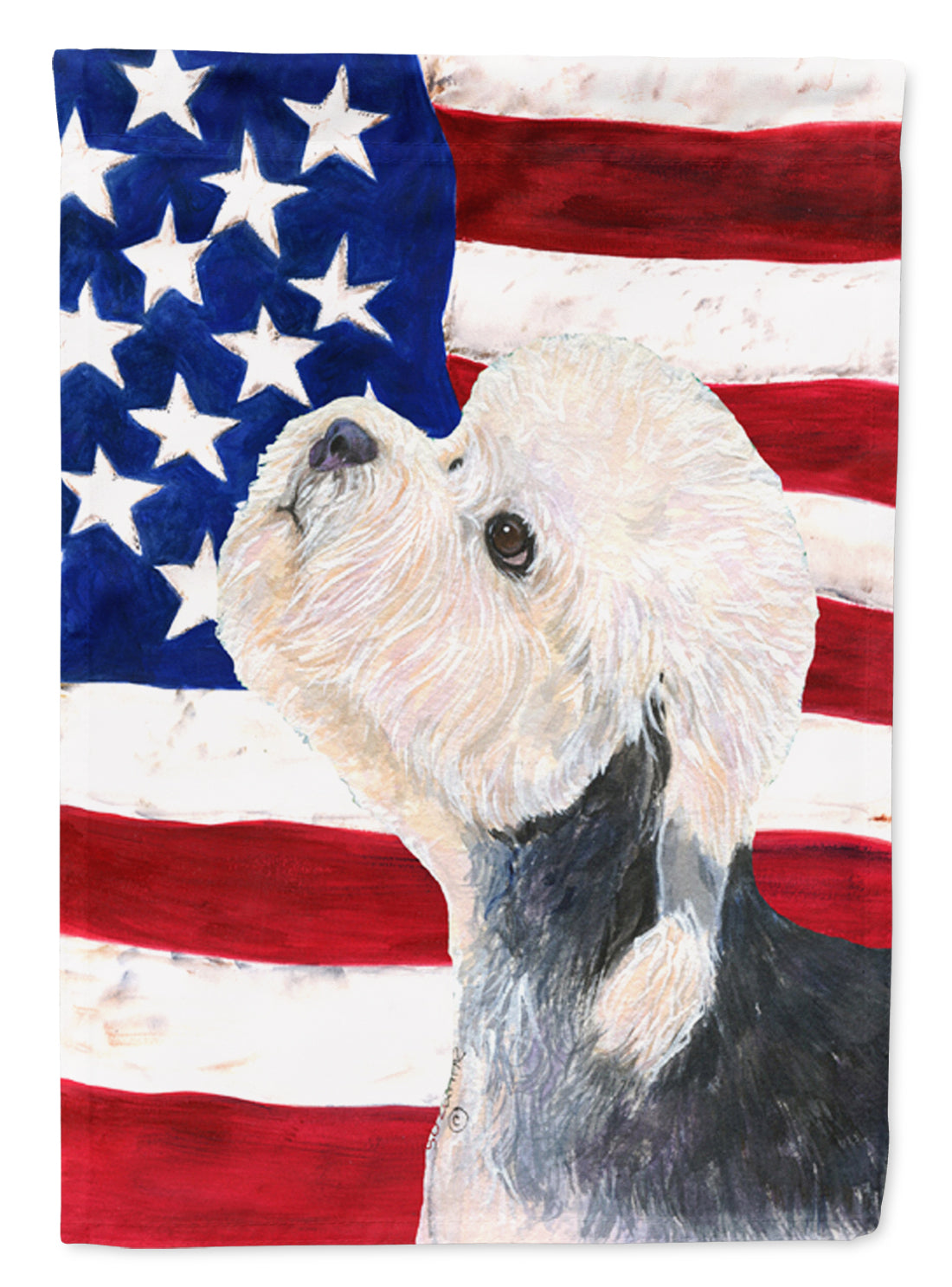 USA American Flag with Dandie Dinmont Terrier Flag Canvas House Size  the-store.com.