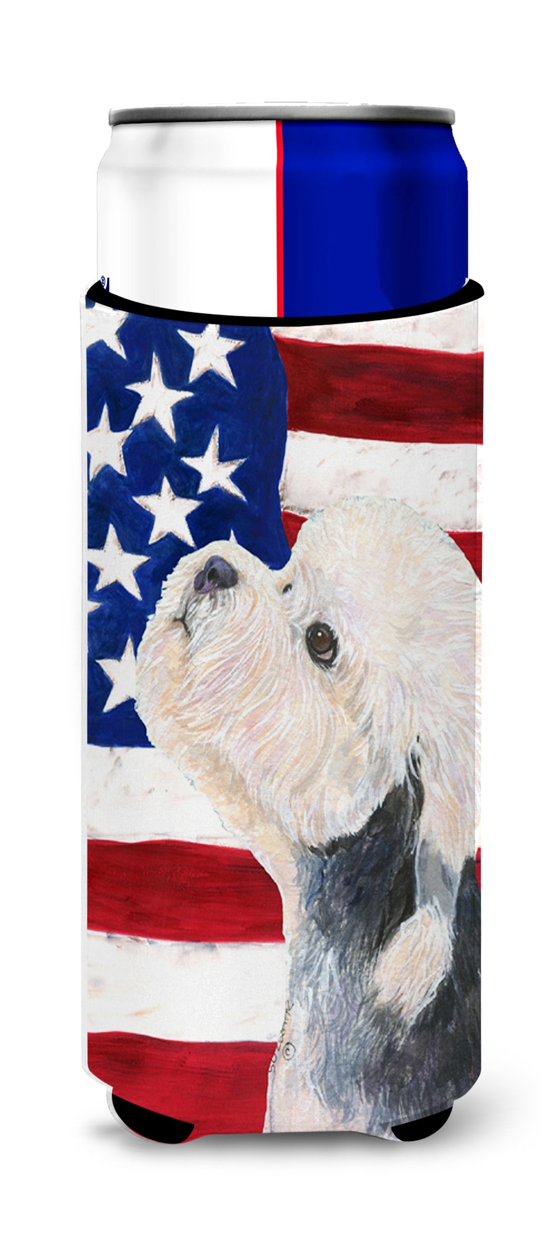 USA American Flag with Dandie Dinmont Terrier Ultra Beverage Insulators for slim cans SS4030MUK.