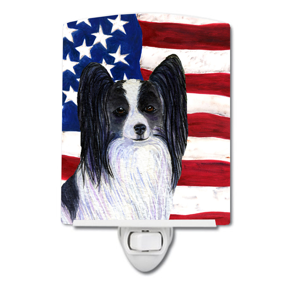 USA American Flag with Papillon Ceramic Night Light SS4032CNL - the-store.com