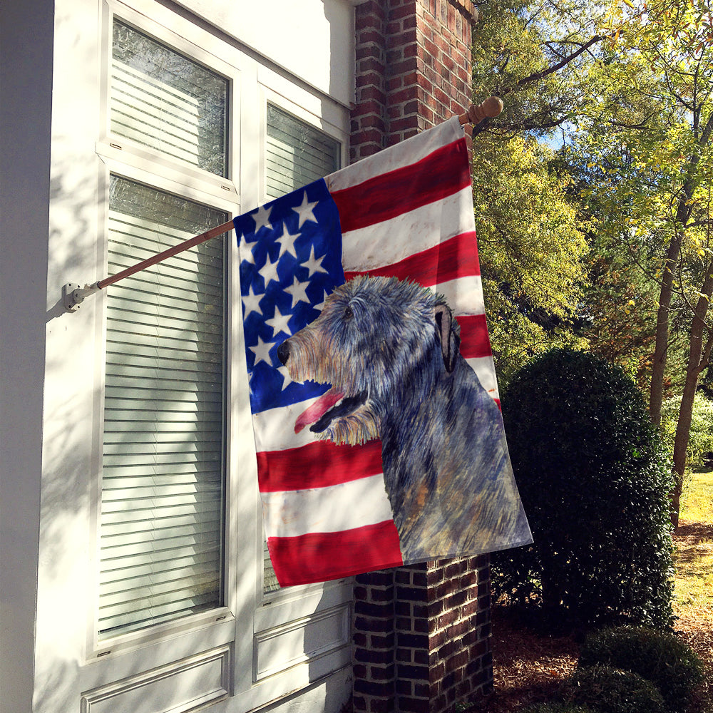 USA American Flag with Irish Wolfhound Flag Canvas House Size  the-store.com.