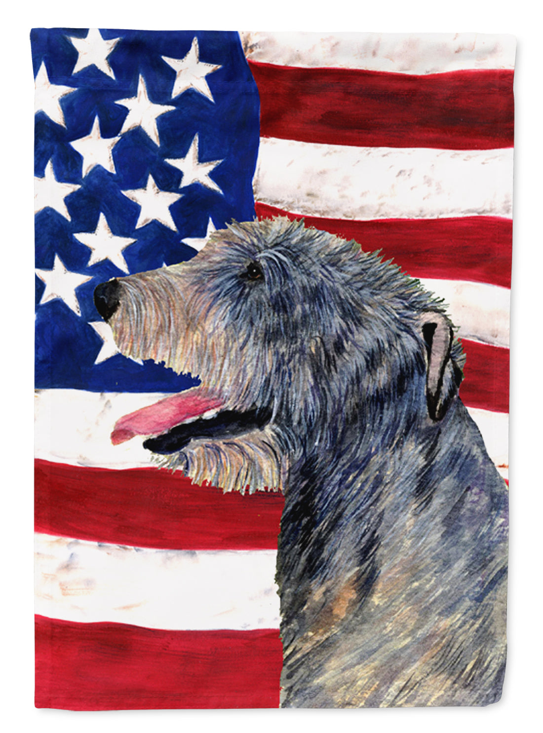 USA American Flag with Irish Wolfhound Flag Canvas House Size  the-store.com.