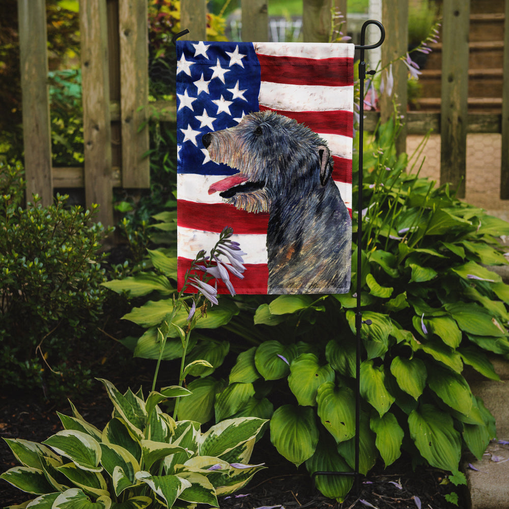 USA American Flag with Irish Wolfhound Flag Garden Size.