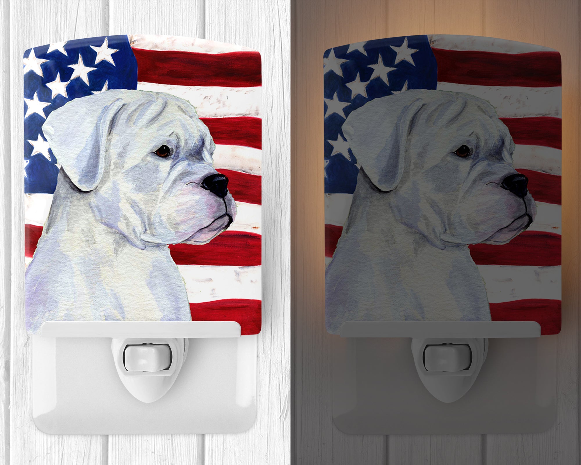 USA American Flag with Boxer Ceramic Night Light SS4036CNL - the-store.com