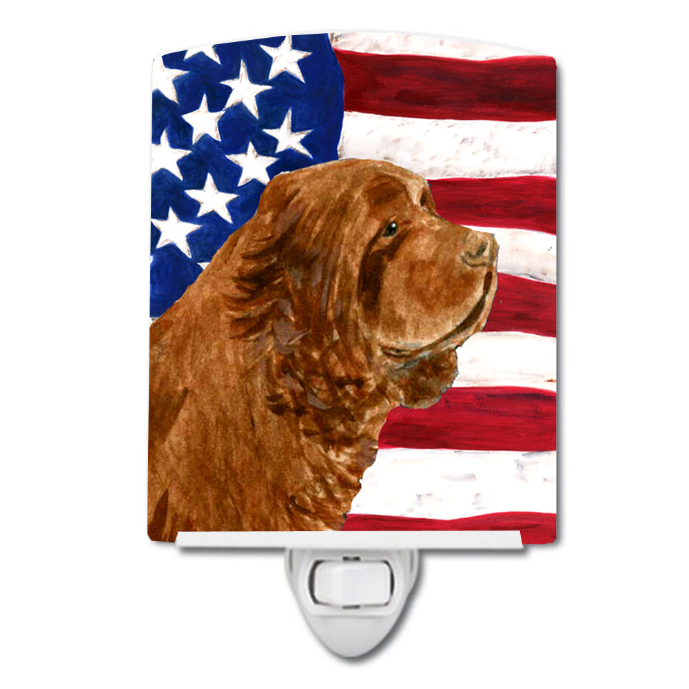 USA American Flag with Sussex Spaniel Ceramic Night Light SS4037CNL - the-store.com