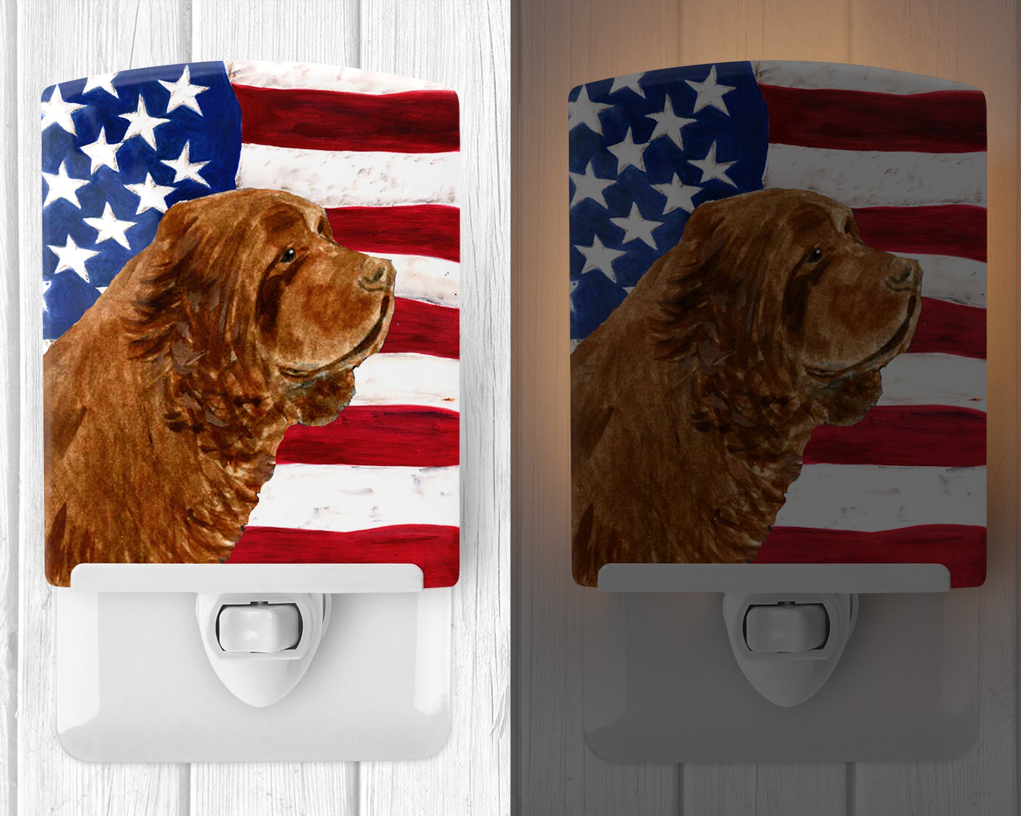 USA American Flag with Sussex Spaniel Ceramic Night Light SS4037CNL - the-store.com