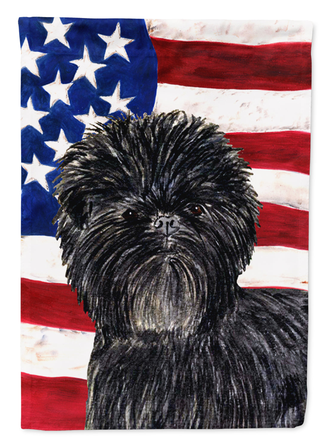 USA American Flag with Affenpinscher Flag Garden Size.