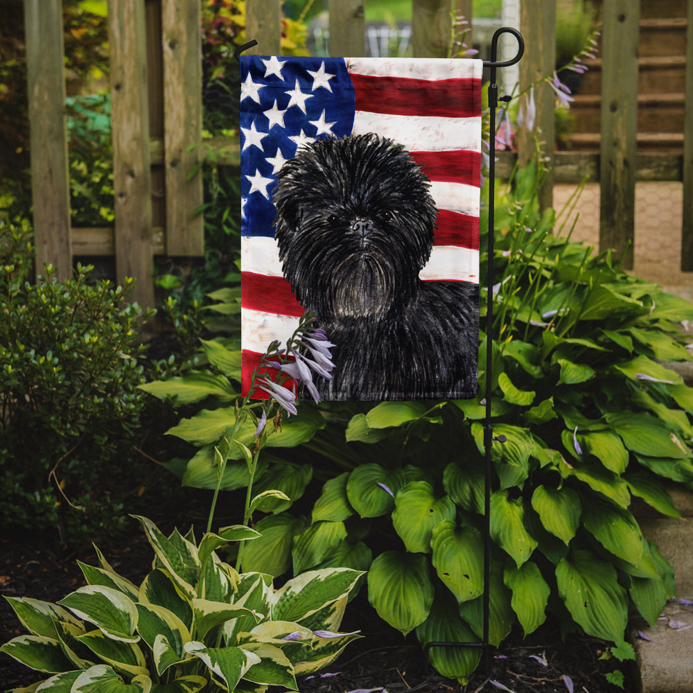 USA American Flag with Affenpinscher Flag Garden Size.