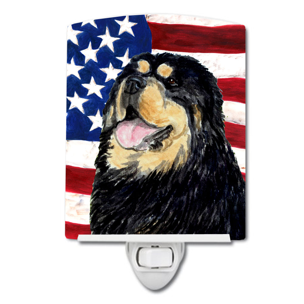 USA American Flag with Tibetan Mastiff Ceramic Night Light SS4039CNL - the-store.com