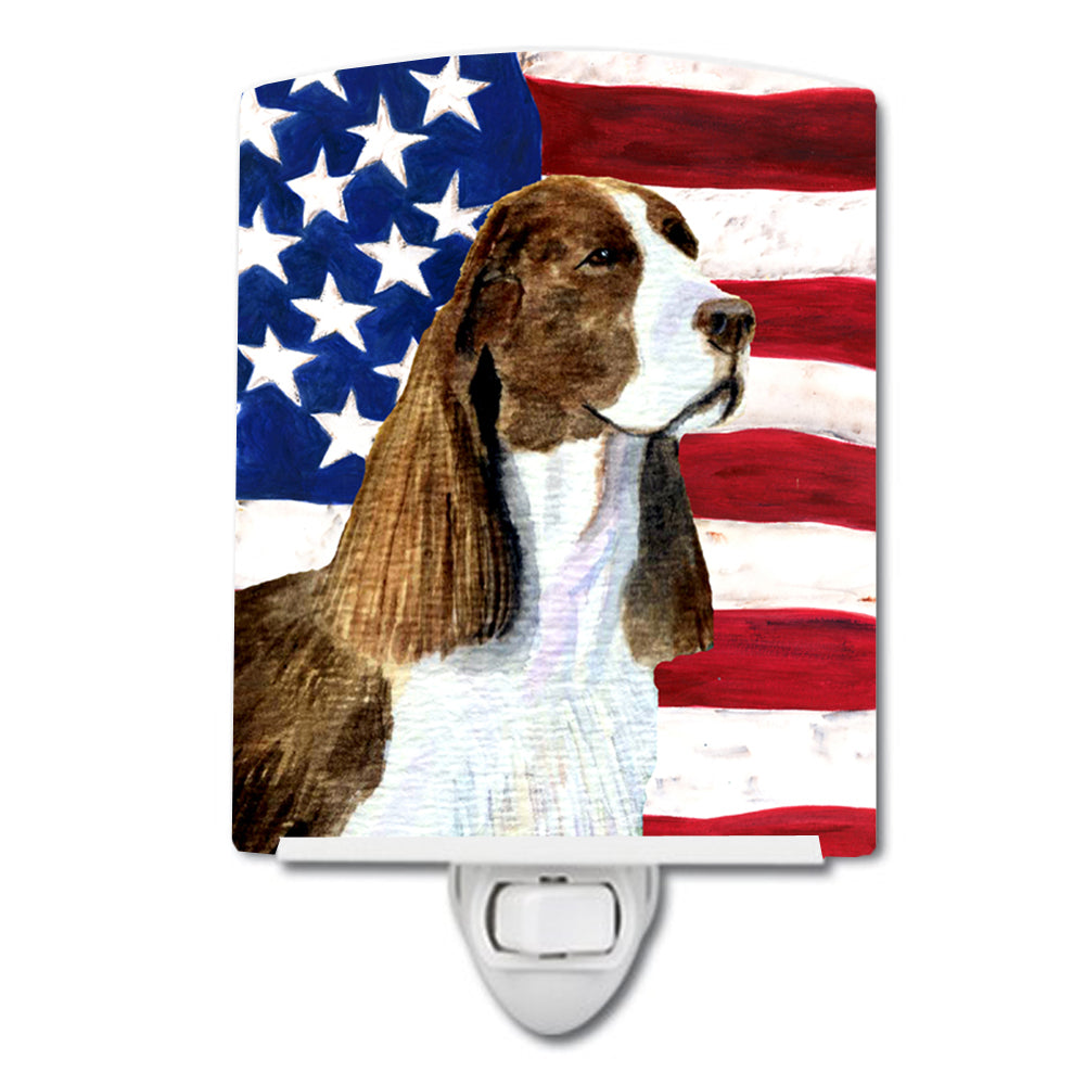 USA American Flag with Springer Spaniel Ceramic Night Light SS4040CNL - the-store.com