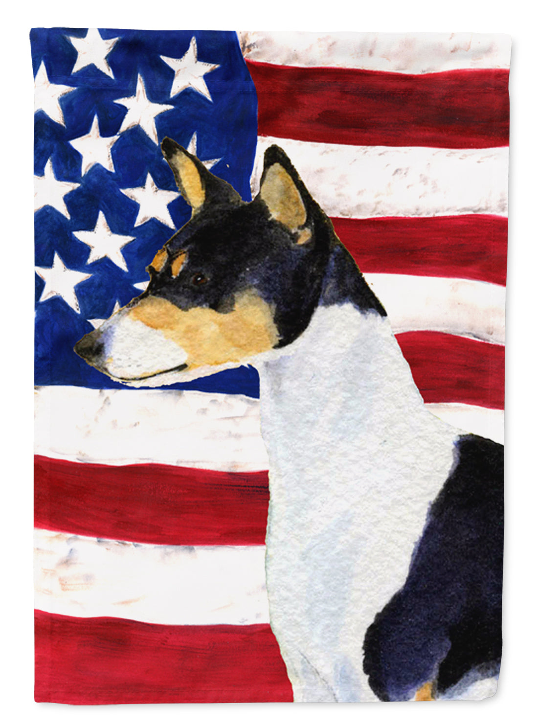 USA American Flag with Basenji Flag Canvas House Size  the-store.com.