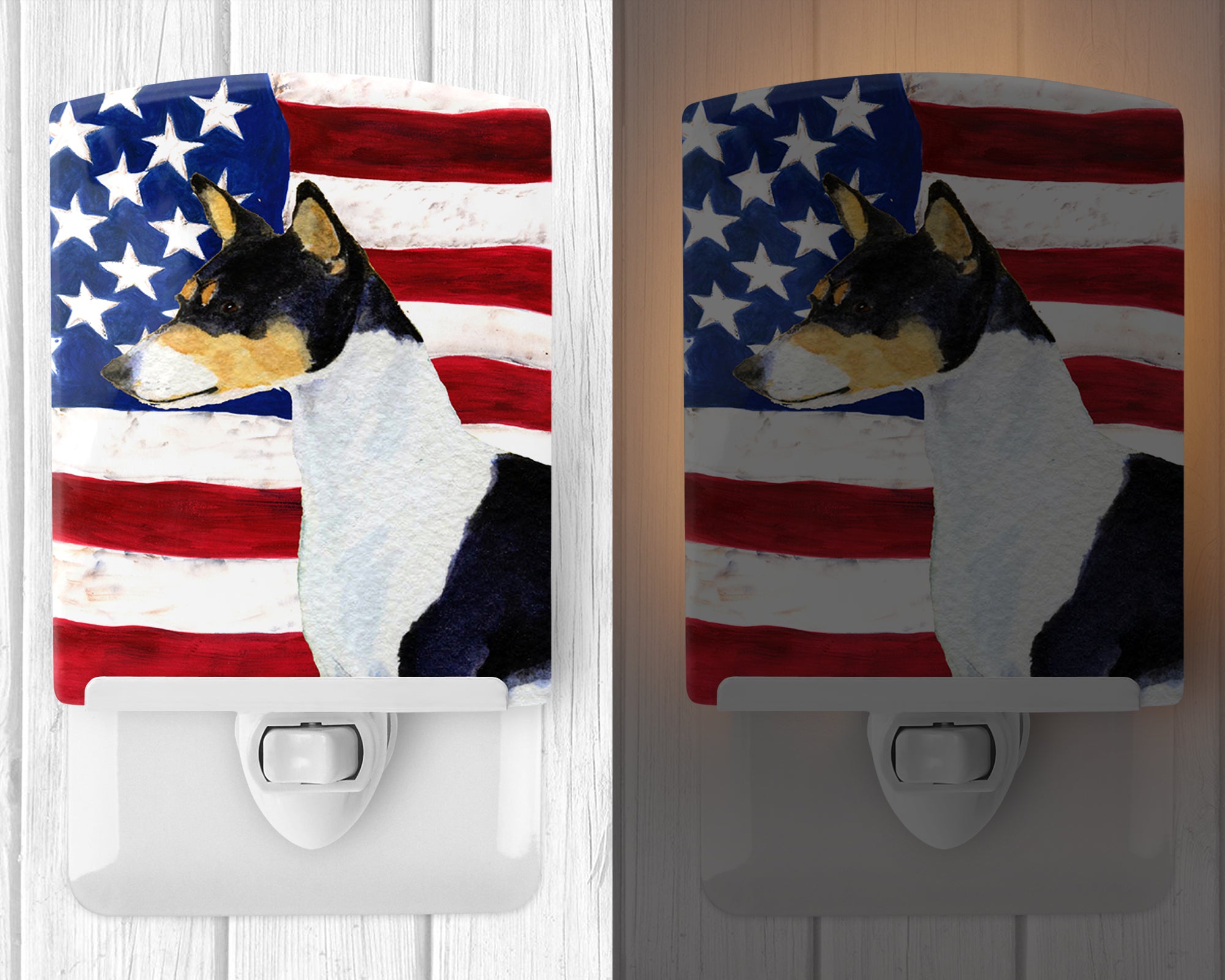 USA American Flag with Basenji Ceramic Night Light SS4041CNL - the-store.com