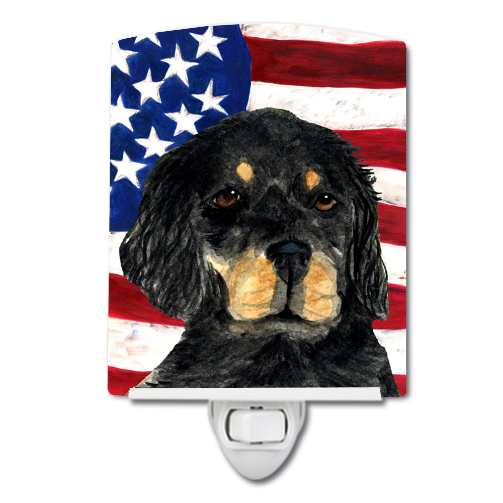 USA American Flag with Gordon Setter Ceramic Night Light SS4042CNL - the-store.com