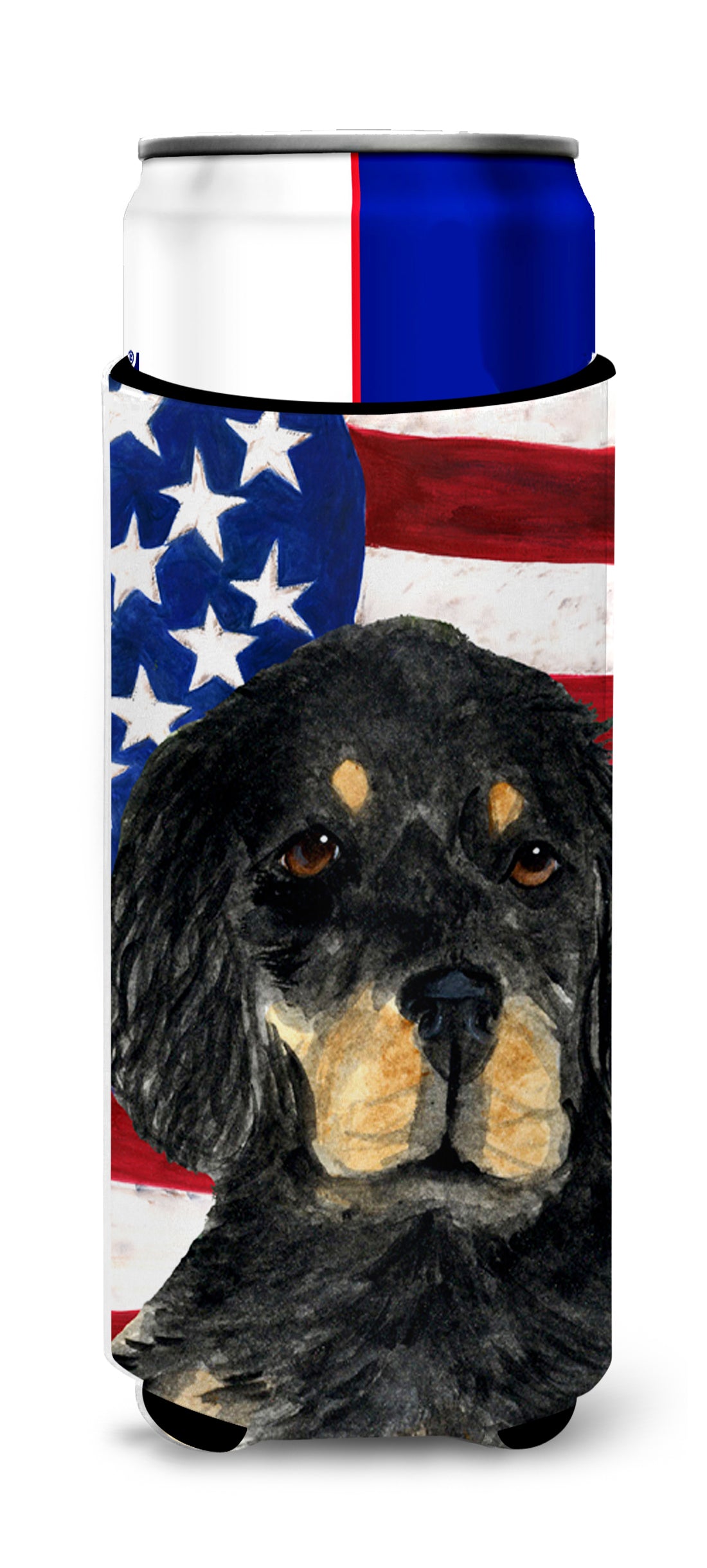 USA American Flag with Gordon Setter Ultra Beverage Insulators for slim cans SS4042MUK.