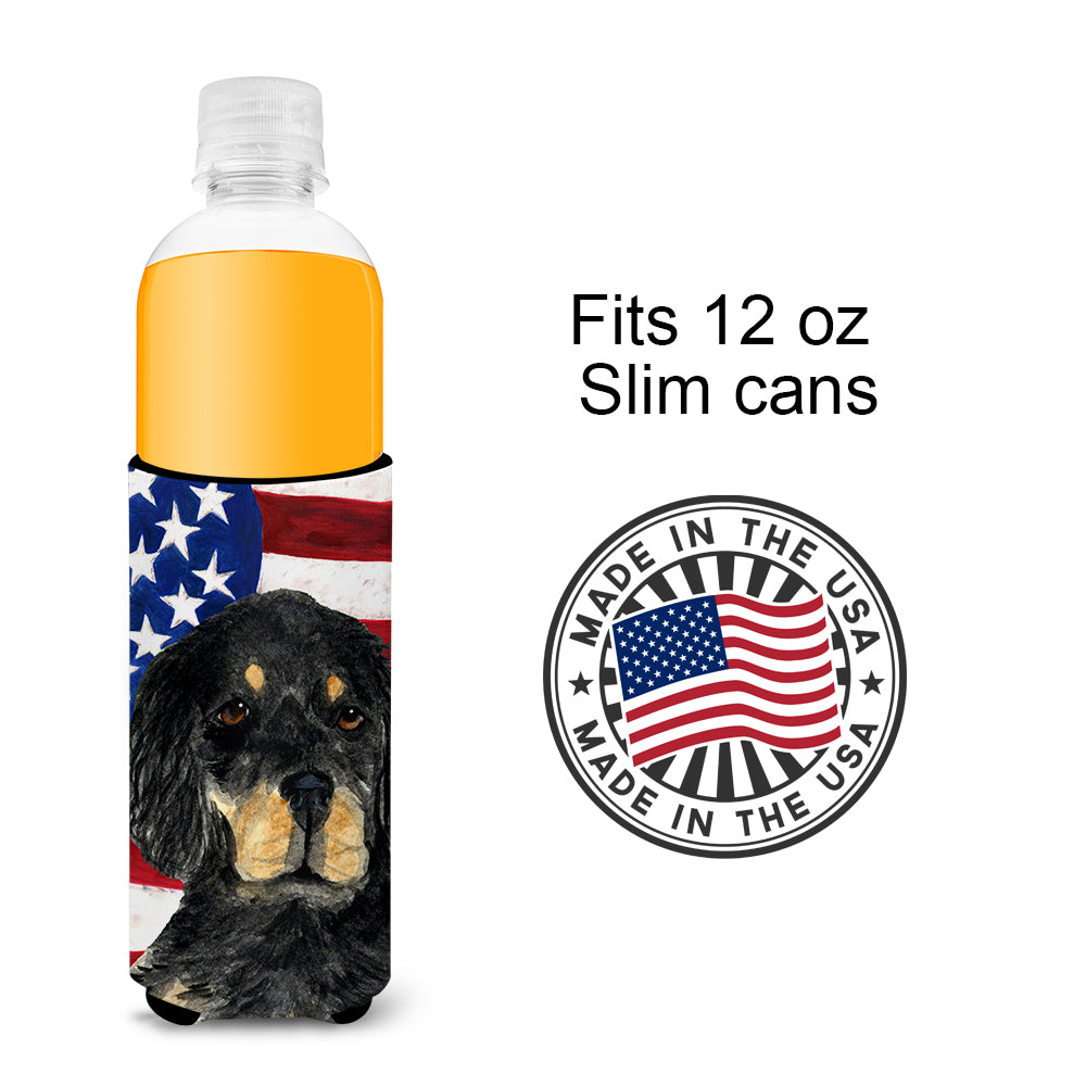 USA American Flag with Gordon Setter Ultra Beverage Insulators for slim cans SS4042MUK.