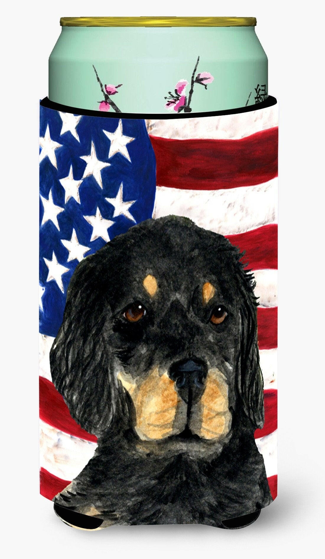 USA American Flag with Gordon Setter  Tall Boy Beverage Insulator Beverage Insulator Hugger by Caroline's Treasures