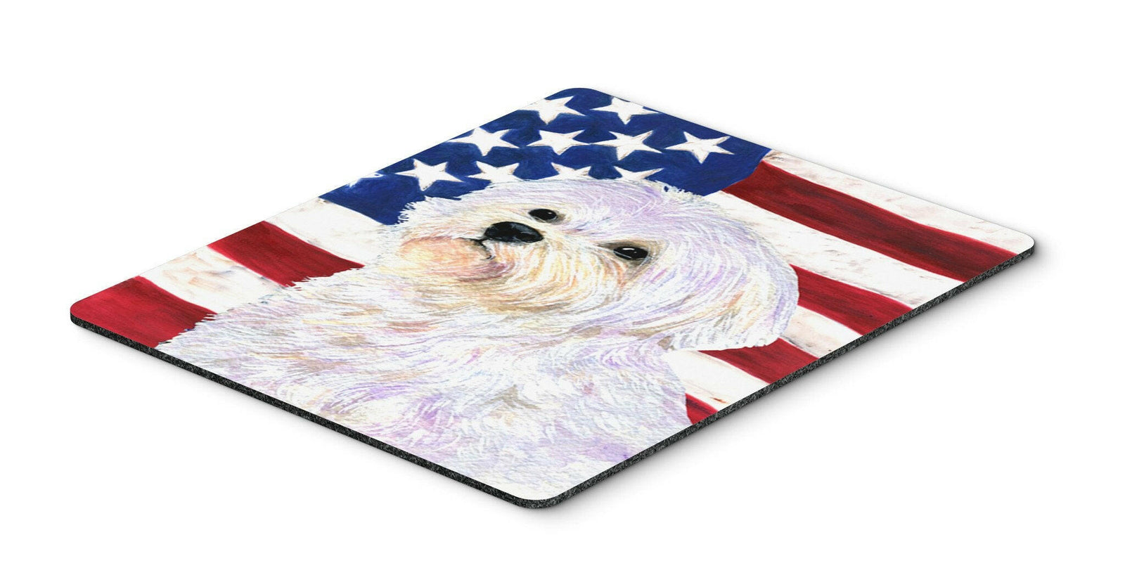 USA American Flag with Maltese Mouse Pad, Hot Pad or Trivet by Caroline's Treasures