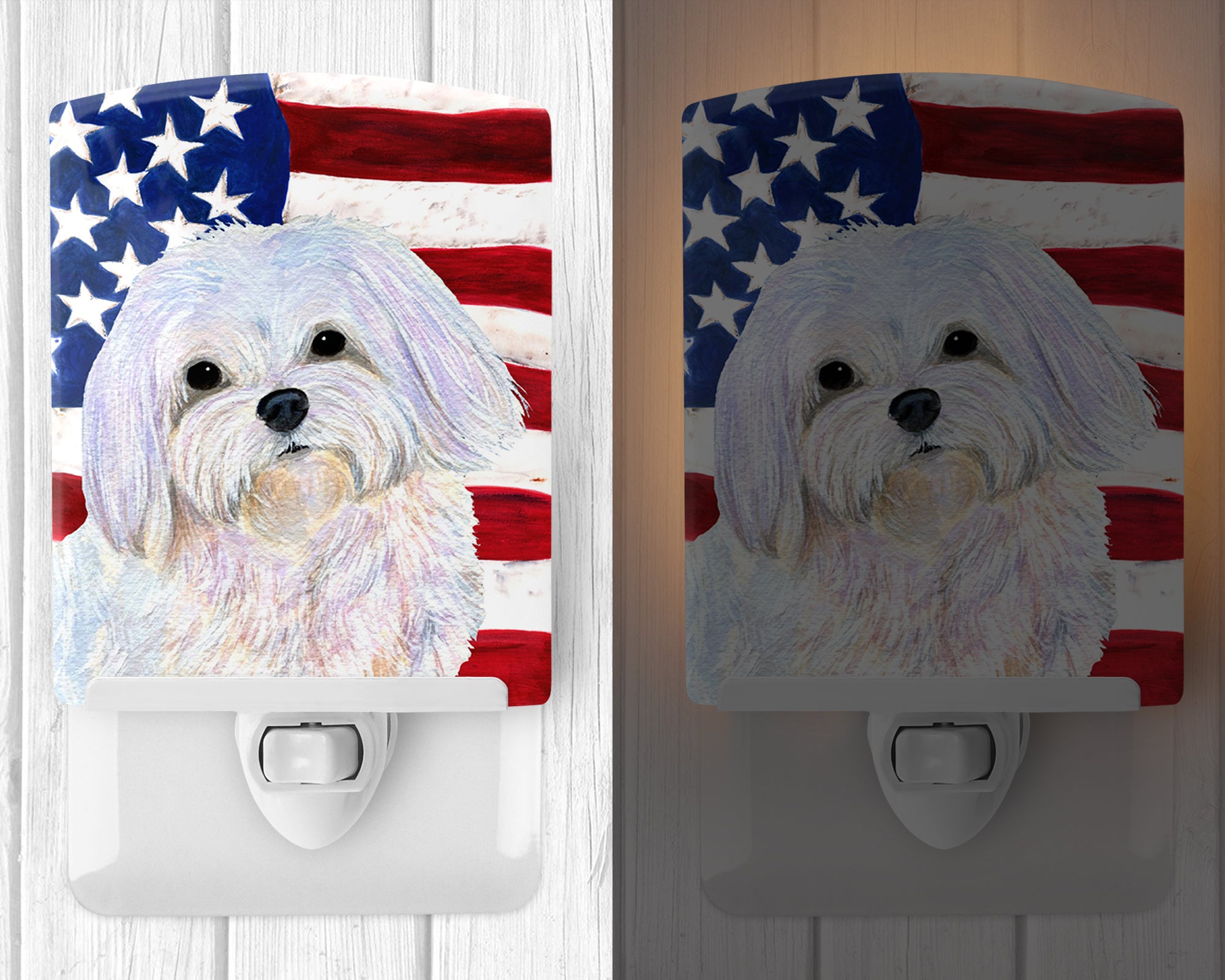 USA American Flag with Maltese Ceramic Night Light SS4044CNL - the-store.com