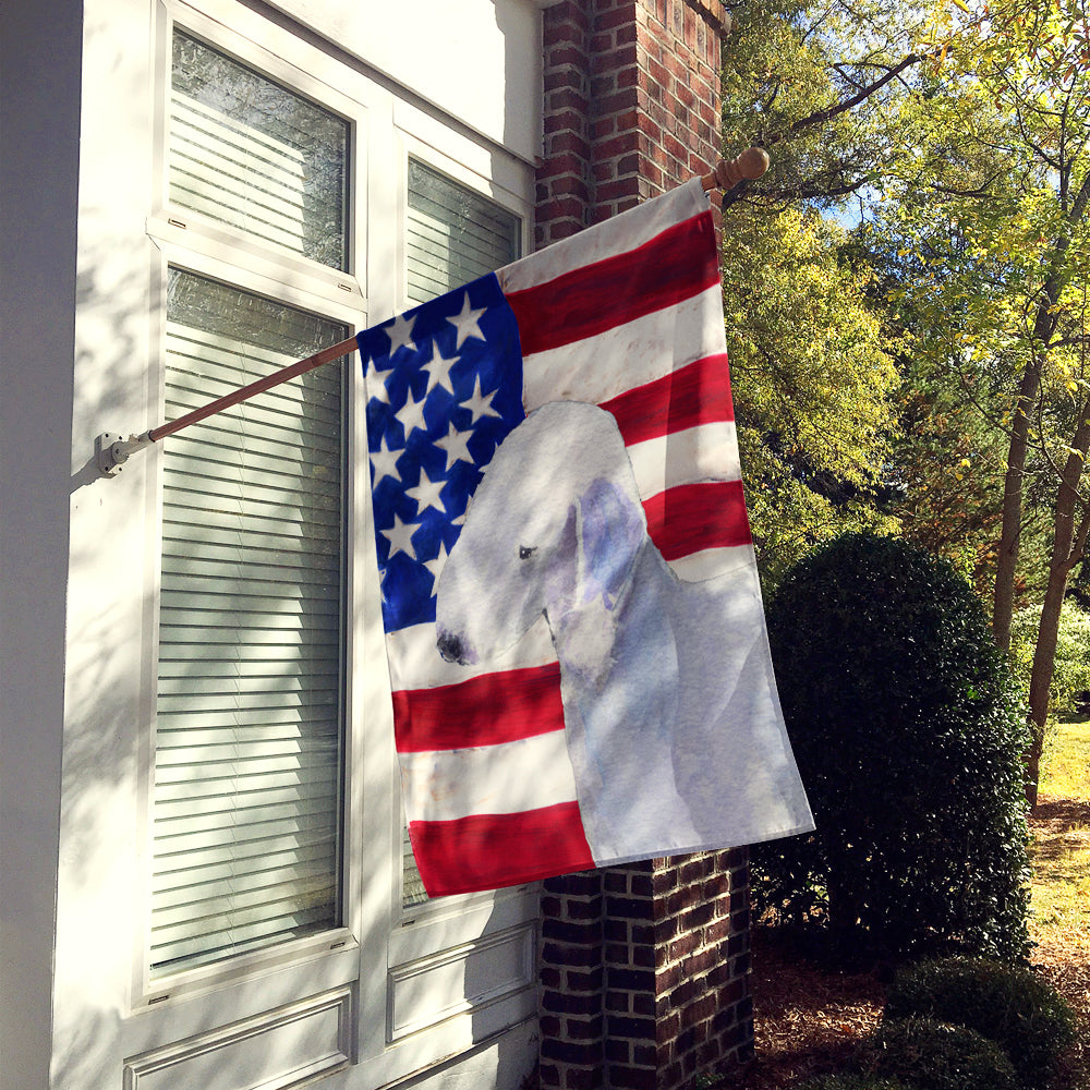 USA American Flag with Bedlington Terrier Flag Canvas House Size  the-store.com.