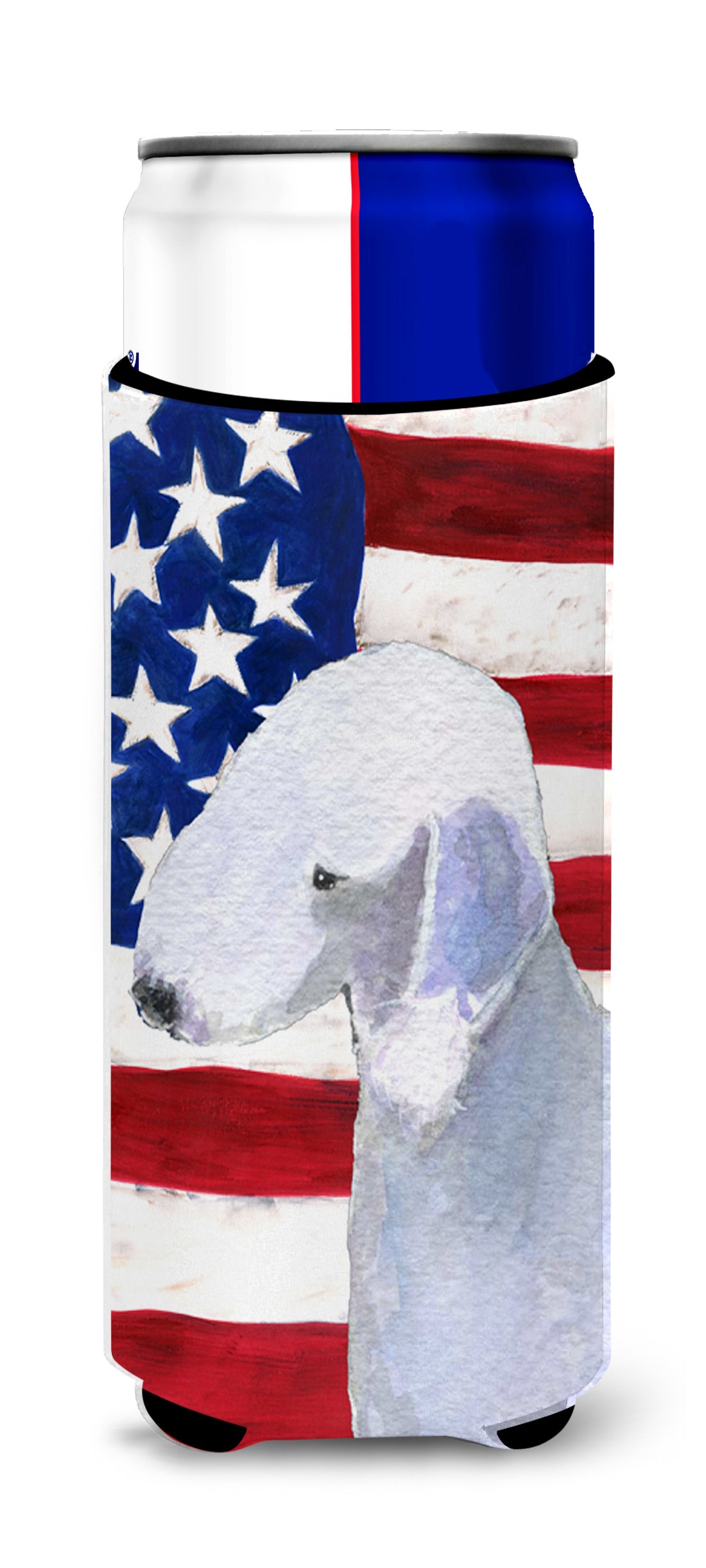 USA American Flag with Bedlington Terrier Ultra Beverage Insulators for slim cans SS4045MUK.