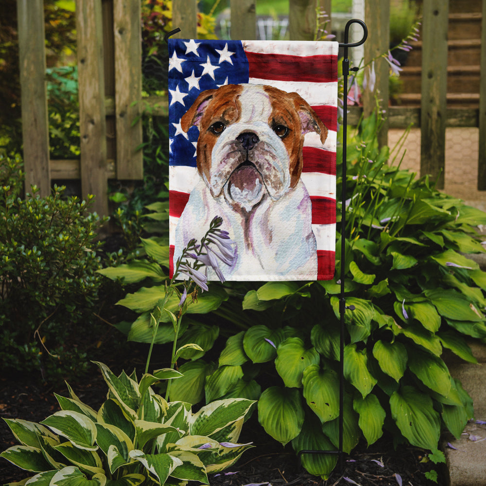 USA American Flag with Bulldog English Flag Garden Size.