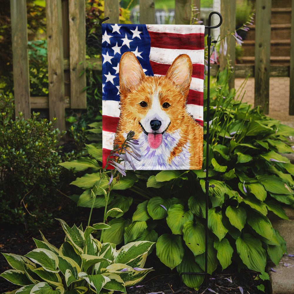 USA American Flag with Corgi Flag Garden Size.