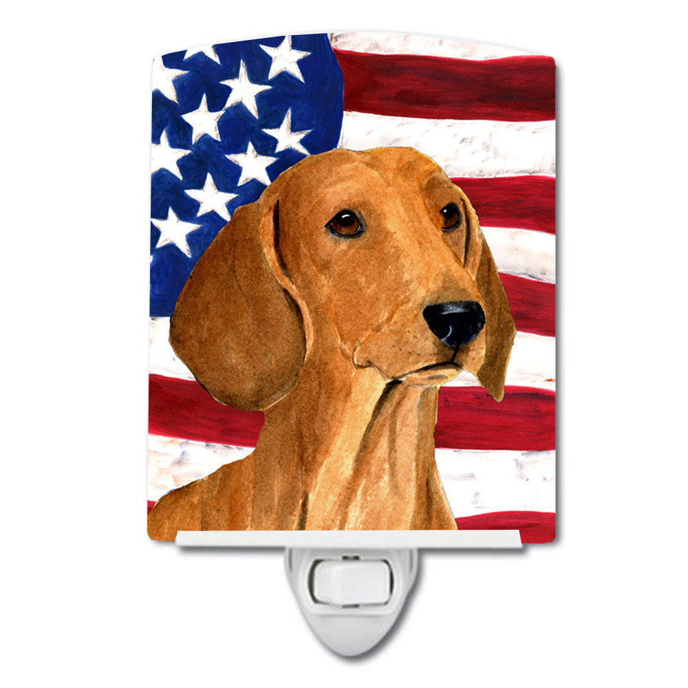 USA American Flag with Dachshund Ceramic Night Light SS4049CNL - the-store.com