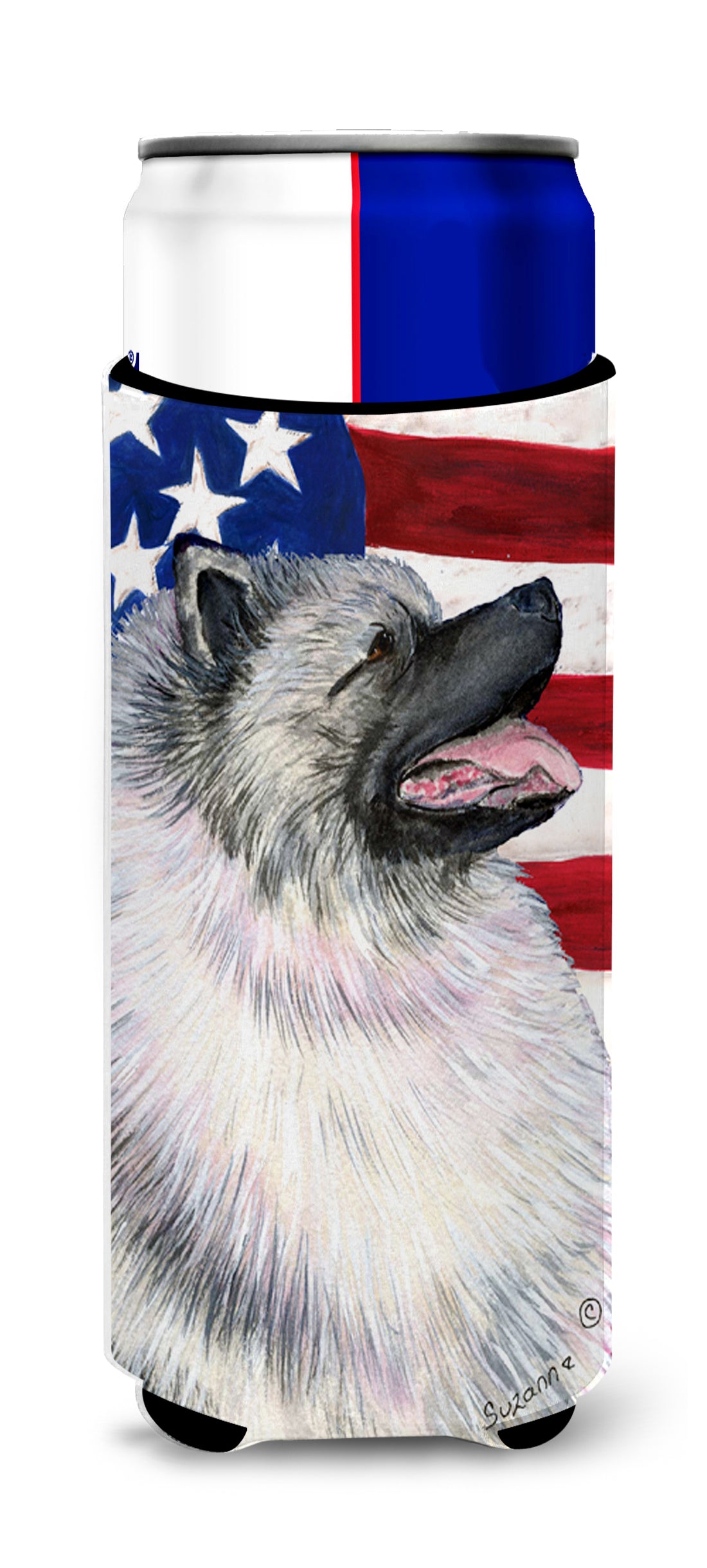 USA American Flag with Keeshond Ultra Beverage Insulators for slim cans SS4051MUK.