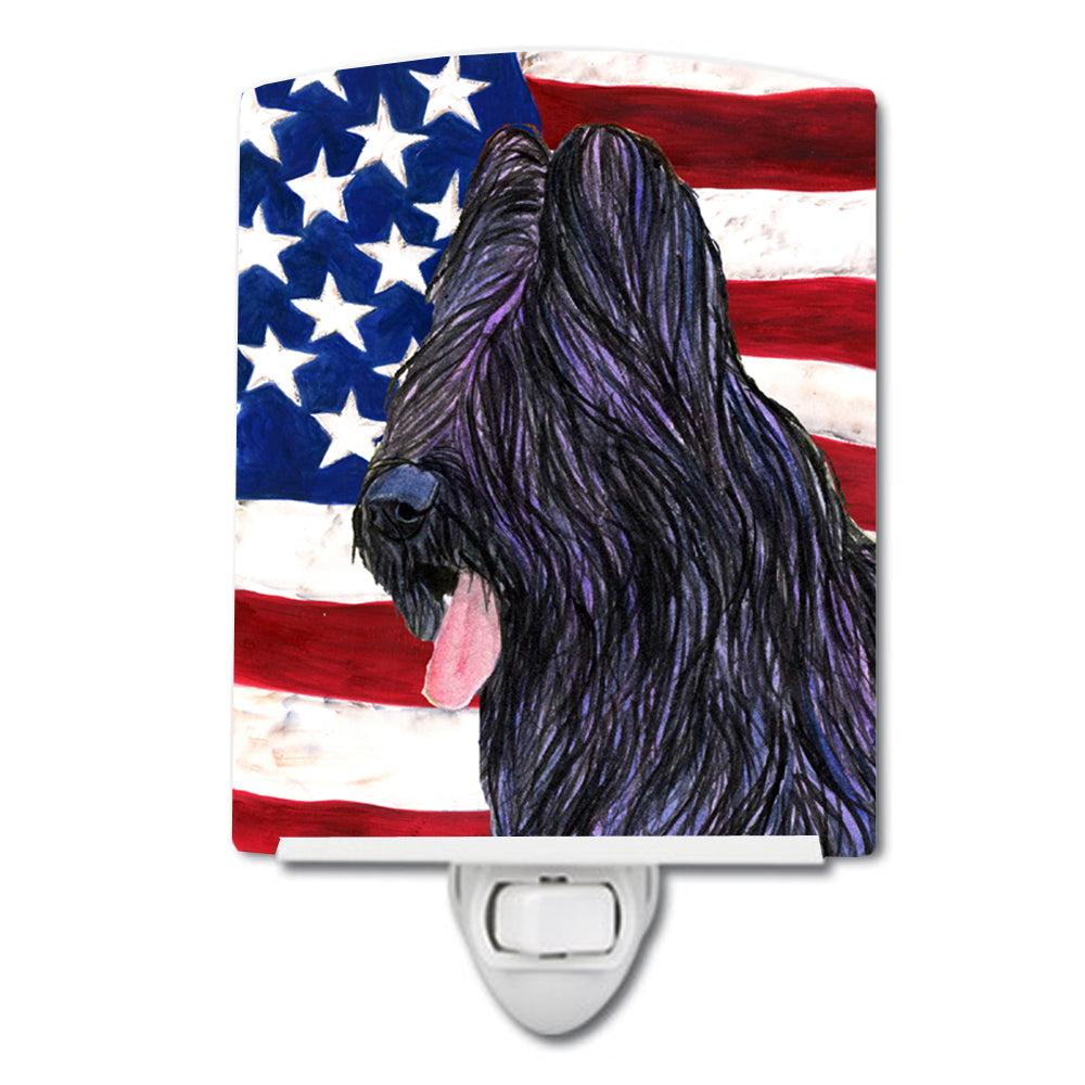 USA American Flag with Briard Ceramic Night Light SS4052CNL - the-store.com