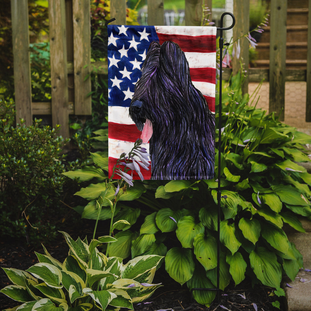 USA American Flag with Briard Flag Garden Size.