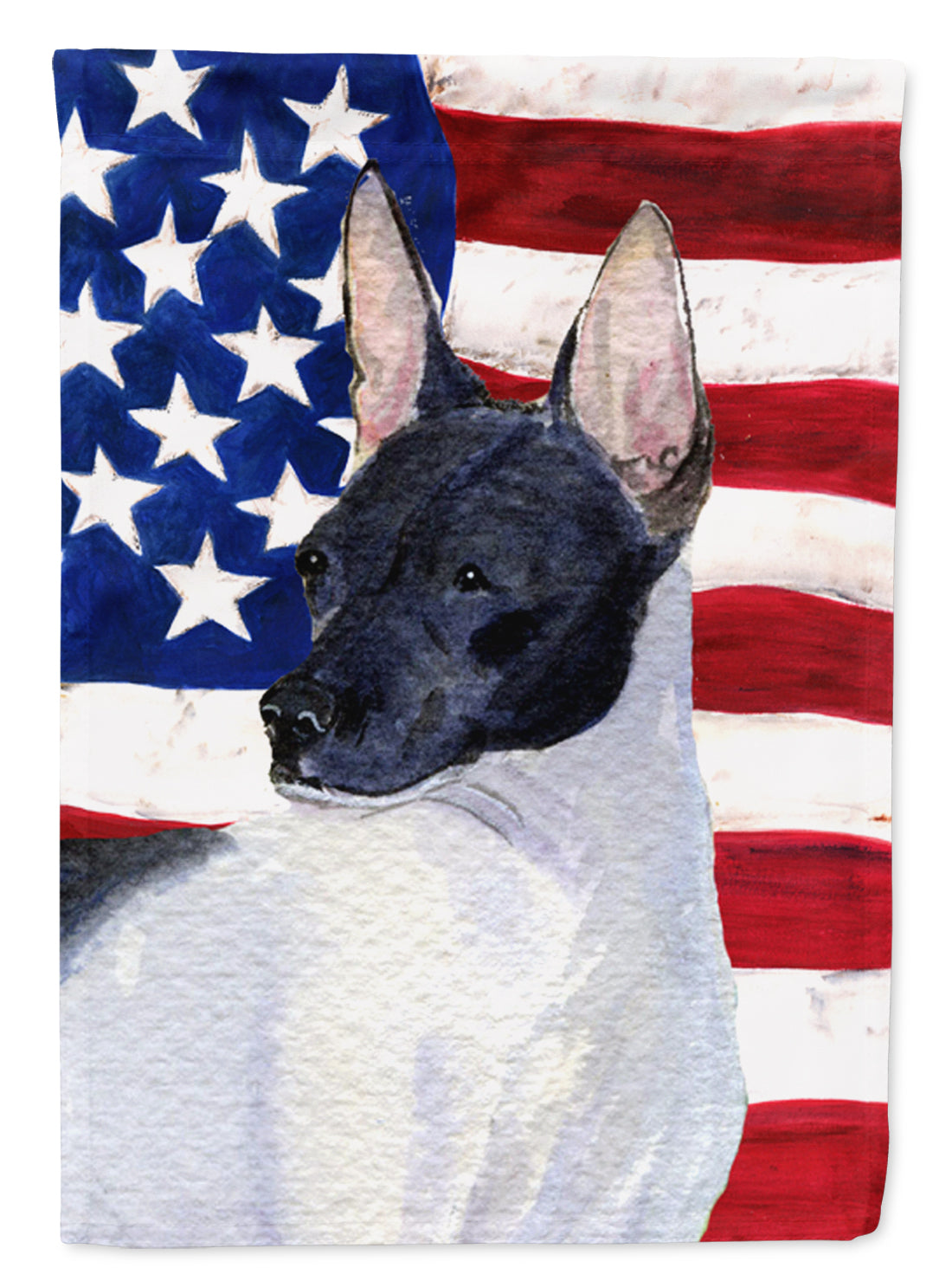 USA American Flag with Rat Terrier Flag Garden Size.