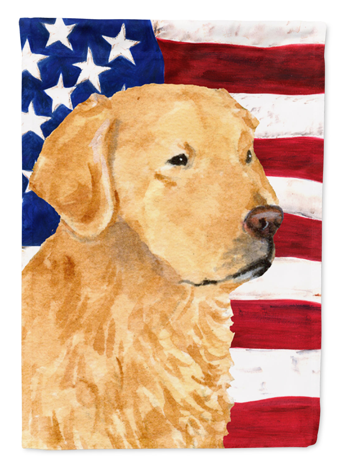 USA American Flag with Golden Retriever Flag Canvas House Size  the-store.com.