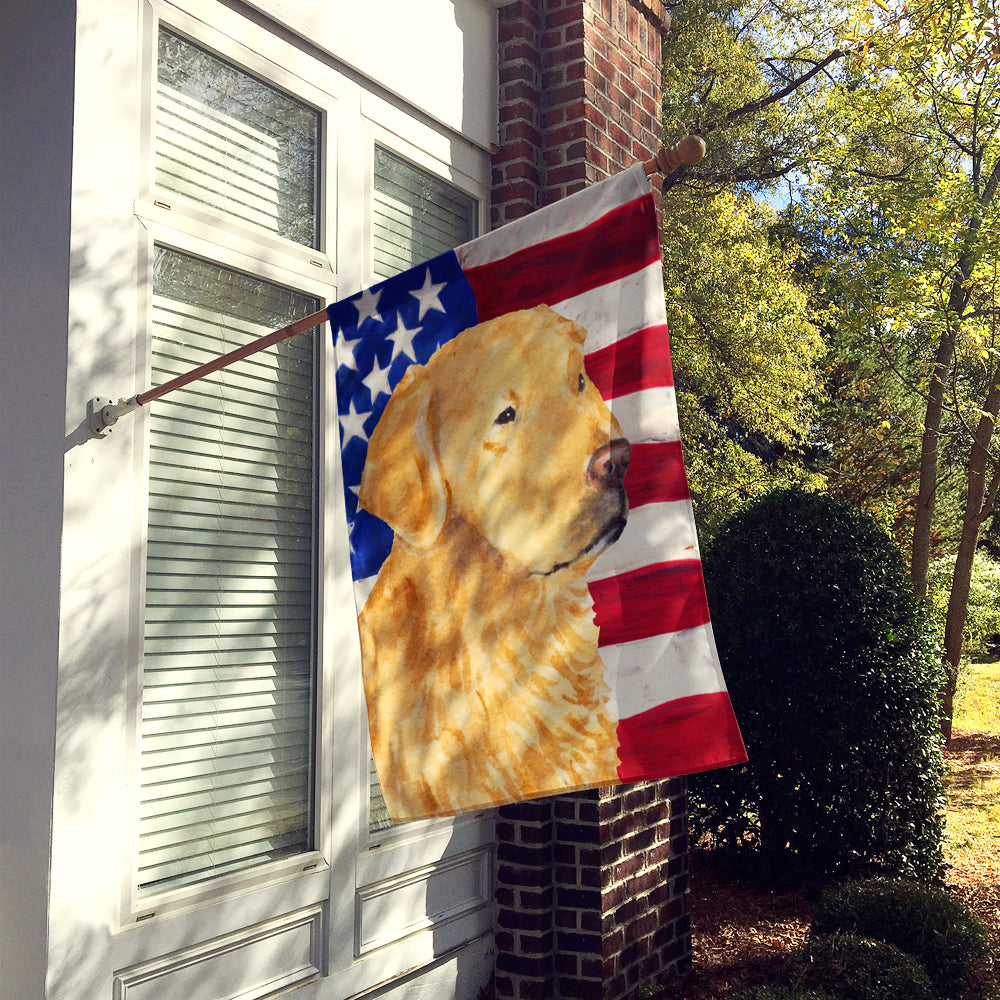 USA American Flag with Golden Retriever Flag Canvas House Size  the-store.com.