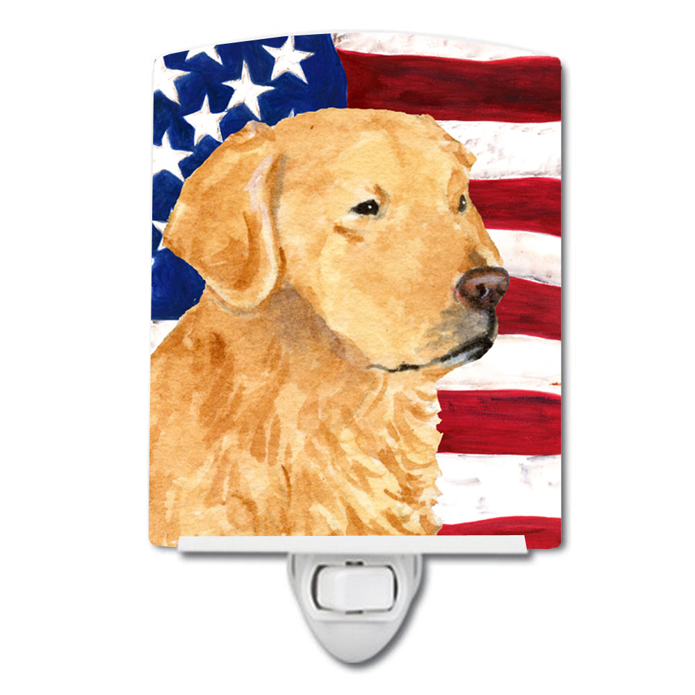 USA American Flag with Golden Retriever Ceramic Night Light SS4055CNL - the-store.com