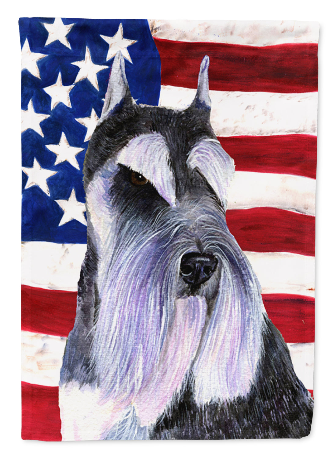 USA American Flag with Schnauzer Flag Canvas House Size  the-store.com.