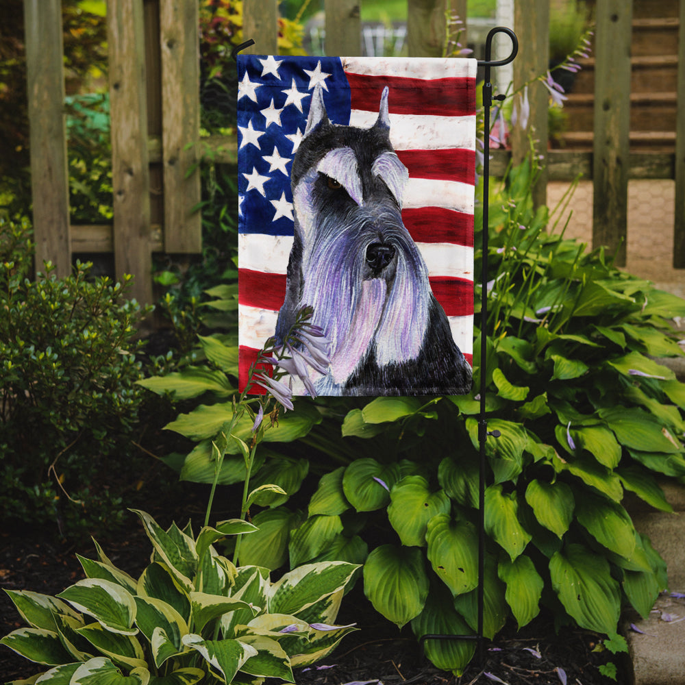 USA American Flag with Schnauzer Flag Garden Size.