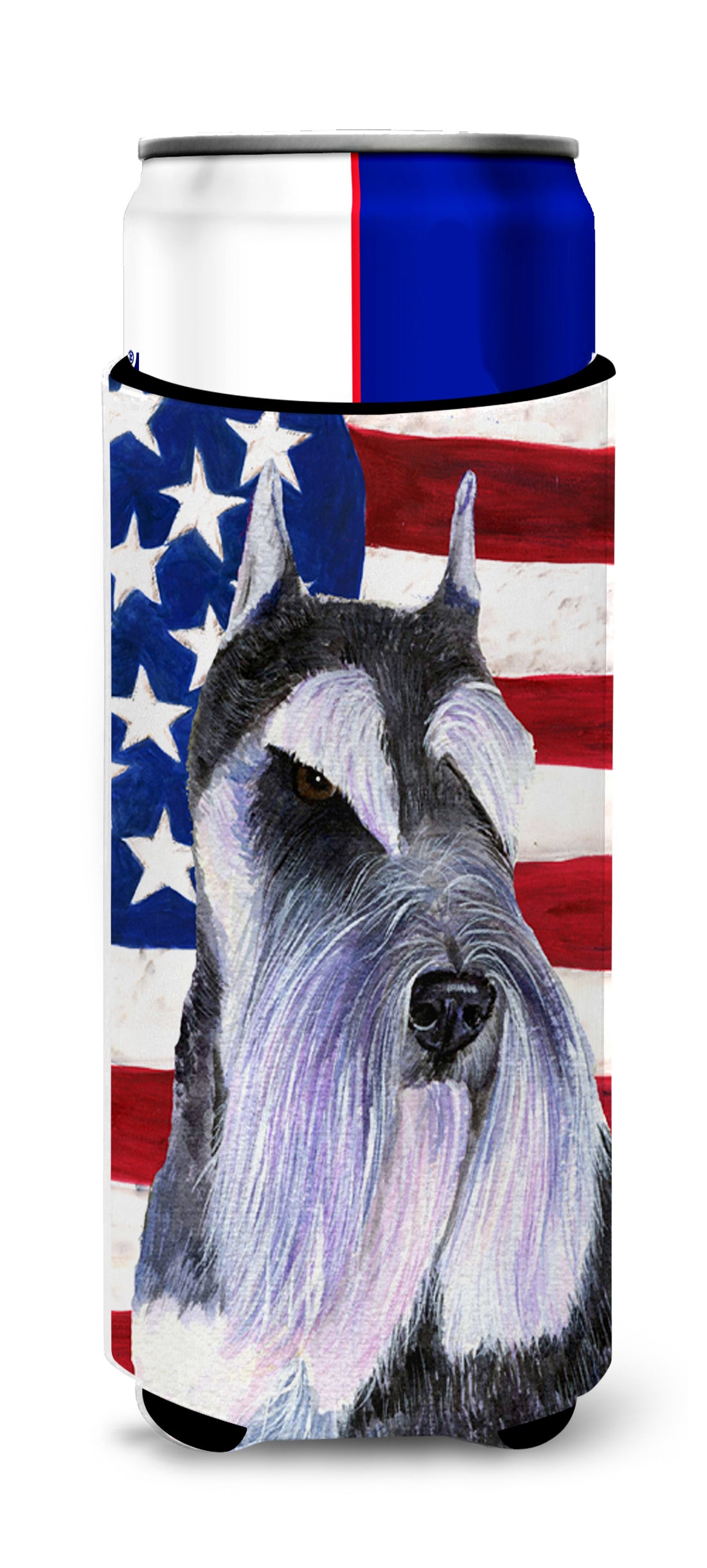 USA American Flag with Schnauzer Ultra Beverage Insulators for slim cans SS4056MUK.