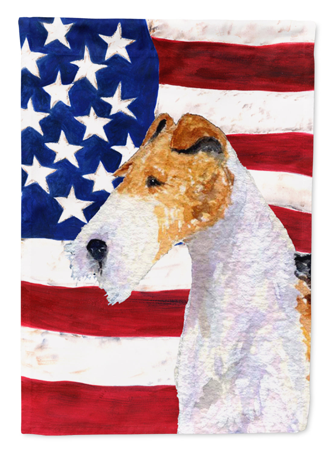 USA American Flag with Fox Terrier Flag Garden Size.