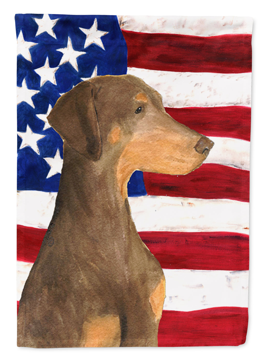 USA American Flag with Doberman Flag Canvas House Size  the-store.com.