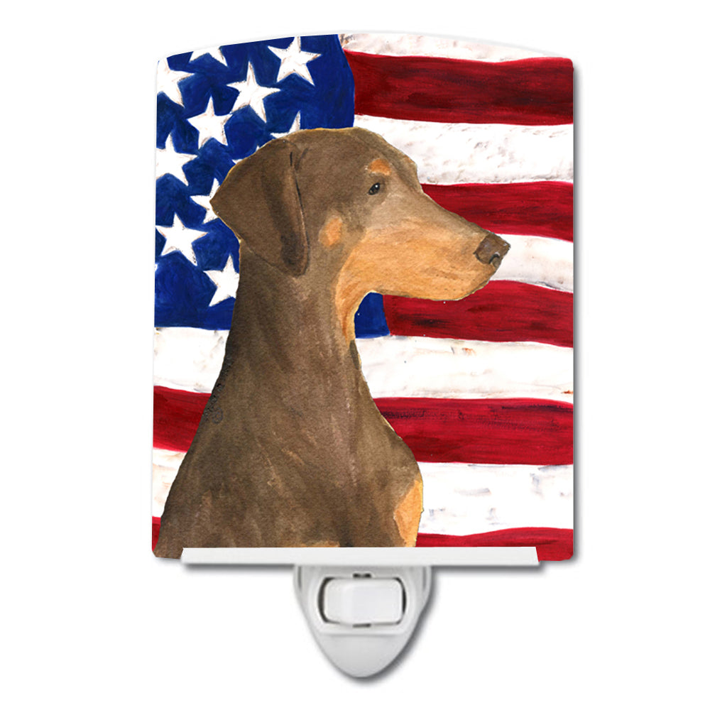 USA American Flag with Doberman Ceramic Night Light SS4058CNL - the-store.com