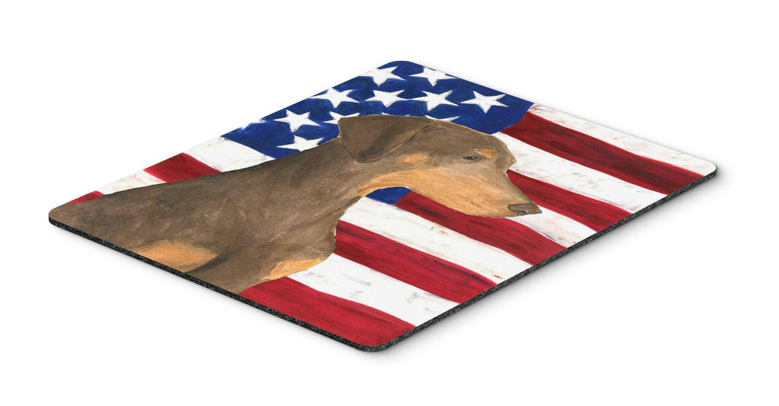 USA American Flag with Doberman Mouse Pad, Hot Pad or Trivet by Caroline's Treasures