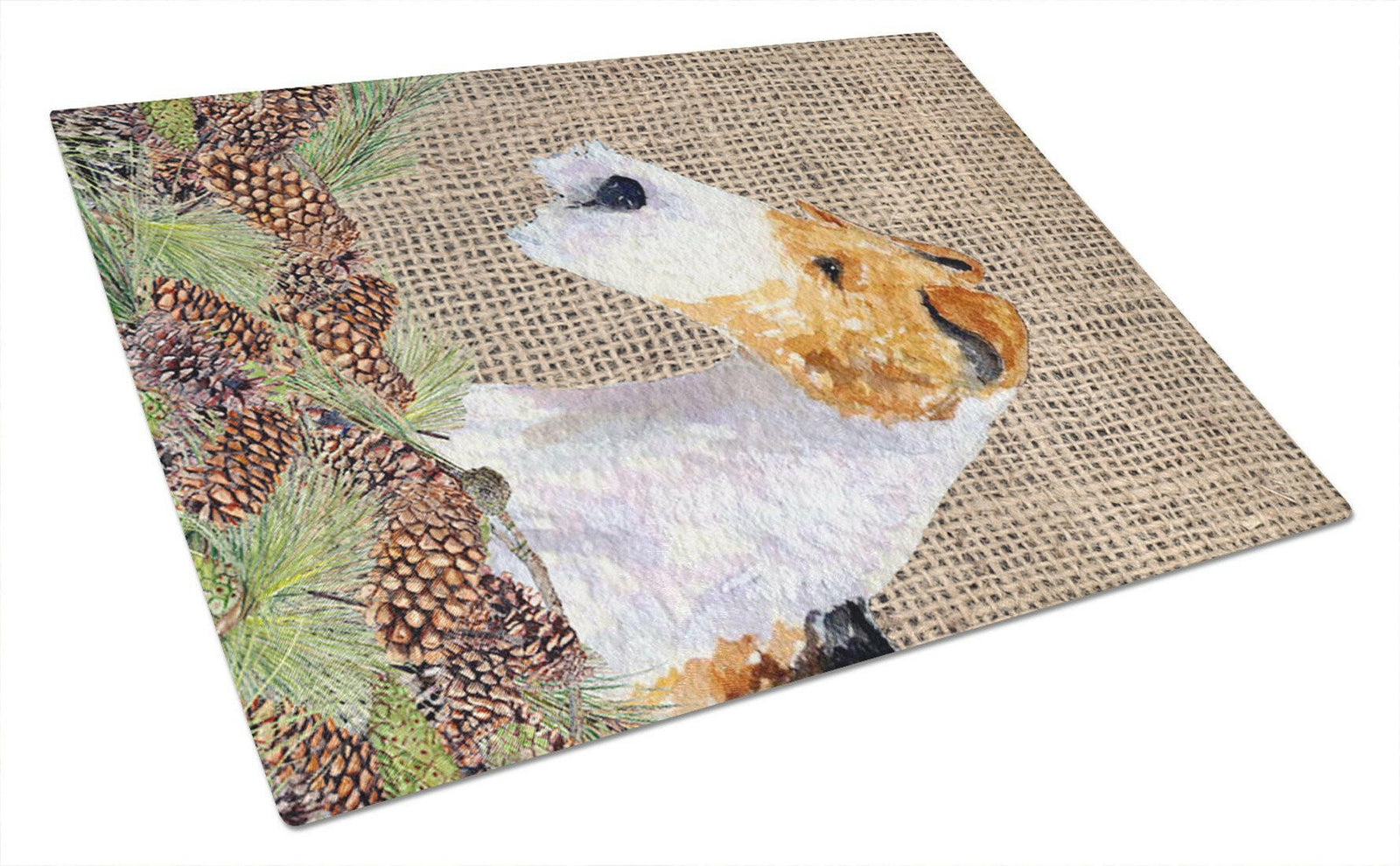 Fox Terrier Glass Cutting Board Large by Caroline's Treasures