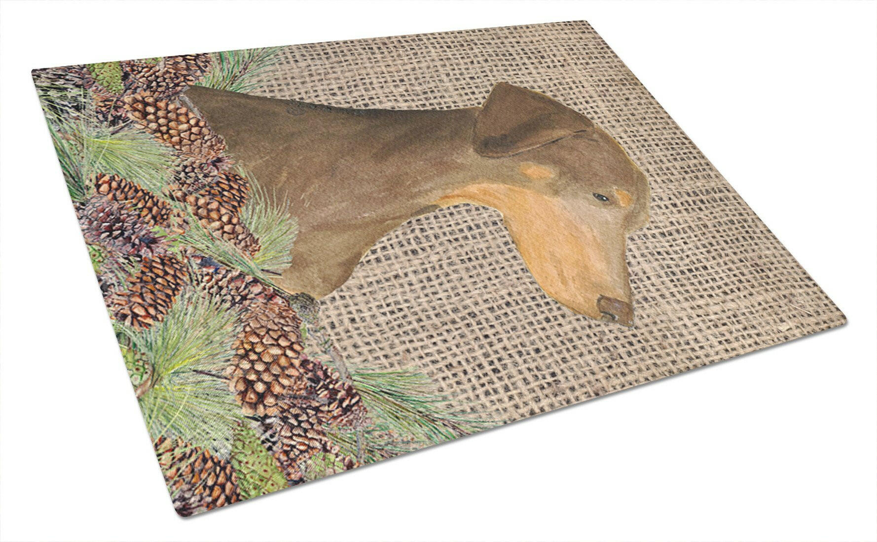 Doberman Glass Cutting Board Large by Caroline's Treasures