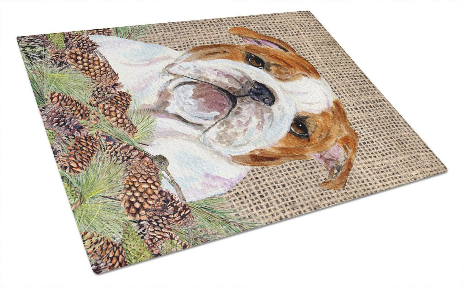 Bulldog English Glass Cutting Board Large by Caroline's Treasures