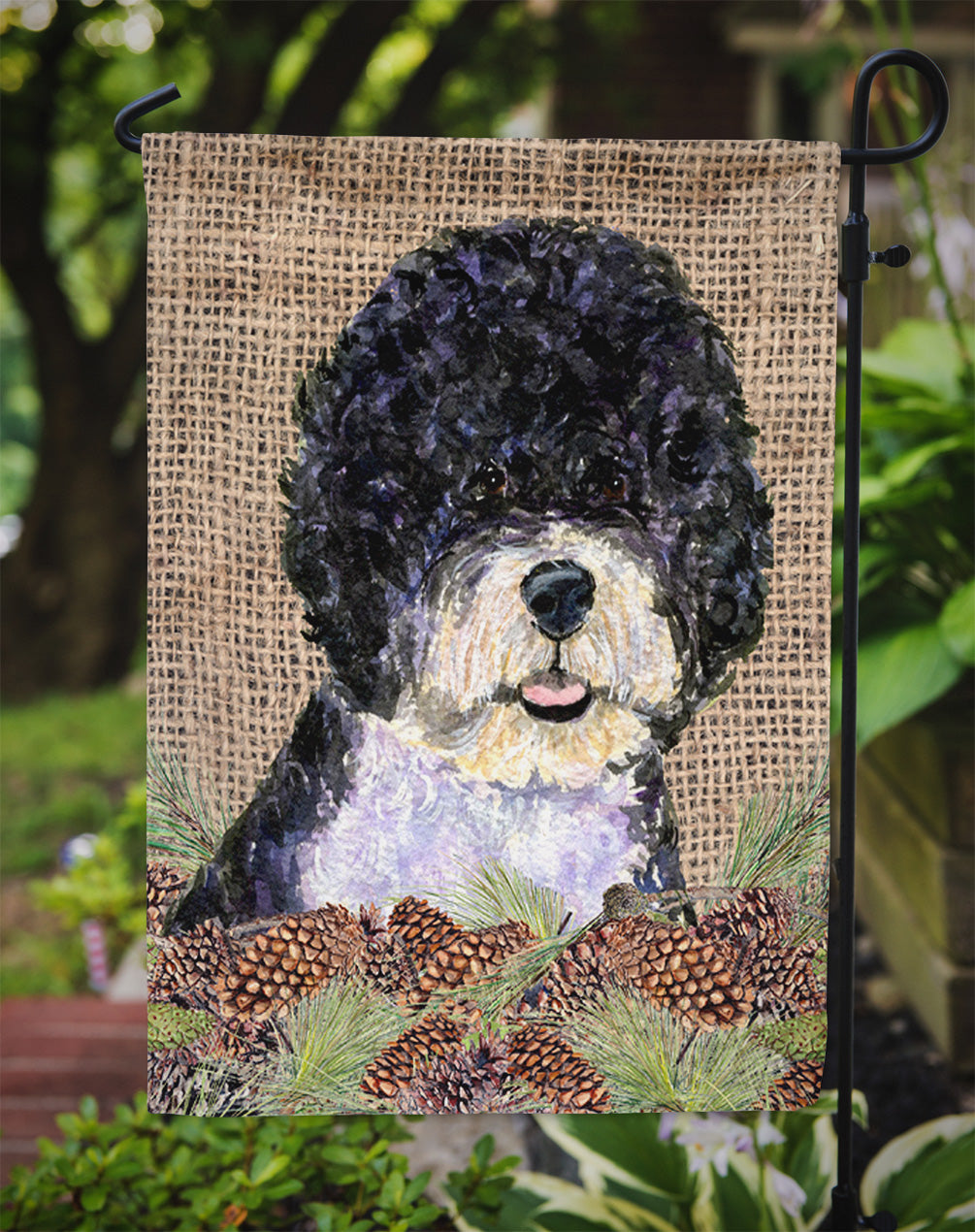 Portuguese Water Dog Flag Garden Size.